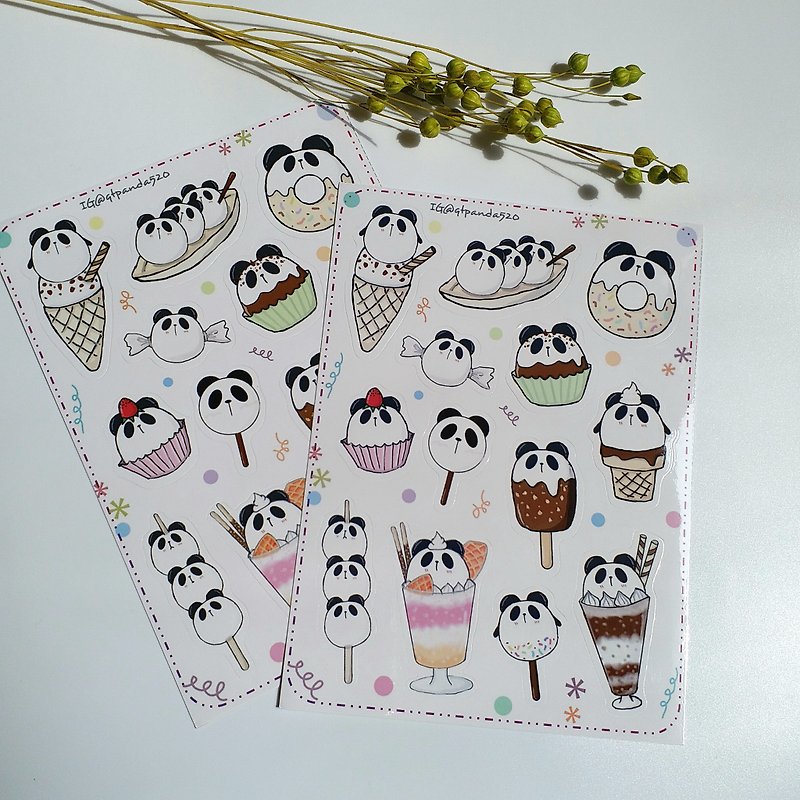 【Cute Panda Sticker】Waterproof Sticker - สติกเกอร์ - กระดาษ ขาว