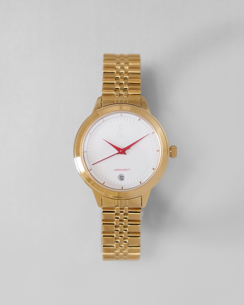 朝夕時計 男女裝 Aya 34mm 金色 日本機芯 藍寶石防花玻璃 - 女錶 - 其他金屬 金色