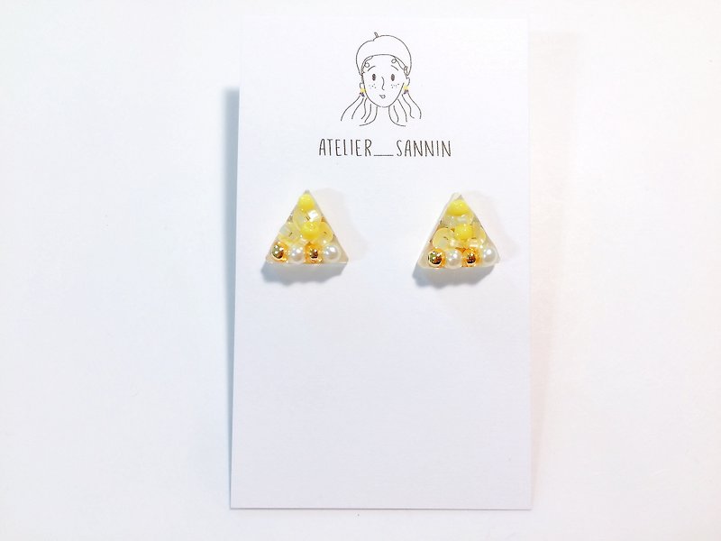 Sliced ​​Cake Series - Mango Taste Ear Earrings Handmade Earrings [ - ต่างหู - วัสดุอื่นๆ สีเหลือง