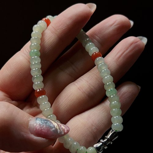 瓔珞珠寶盒 E.L.Jewelry Box 冰種多彩翡翠算盤珠手鍊 | 天然緬甸玉翡翠A貨 | 送禮