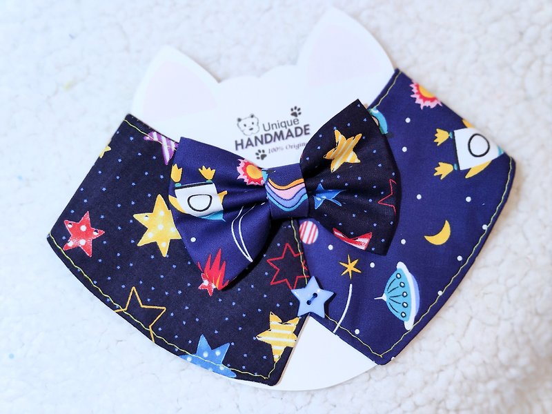 Two tone small vest planetary space stars pot-shaped neckwear neck collar collar - Clothing & Accessories - Cotton & Hemp Blue