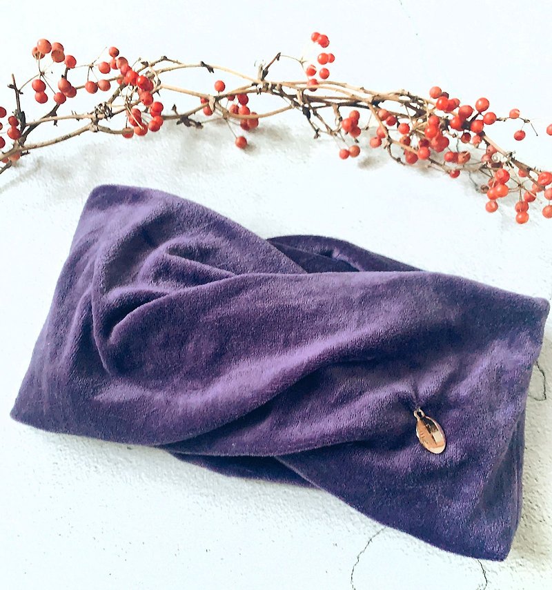 紫醉金迷　有機棉手作兩用保暖脖圍 頭圍 - 帽子 - 棉．麻 紫色