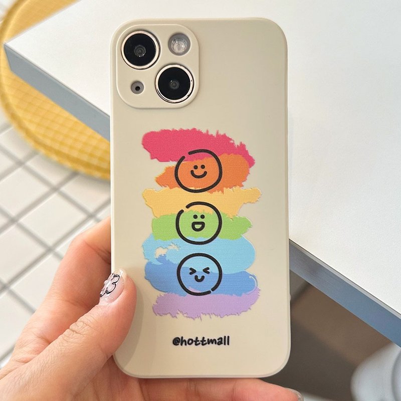 Smile crayons beige Mobile phone case Silicone Protective Case - 手機殼/手機套 - 矽膠 咖啡色