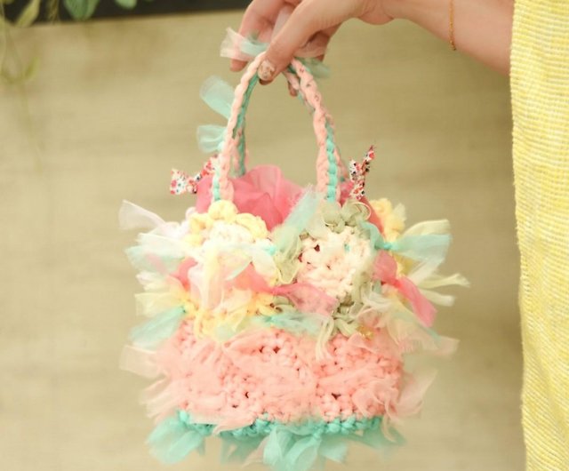 直販半額chiko 咲き編みバッグ咲き編みフラワーバッグ～ビタミンパステル バッグ