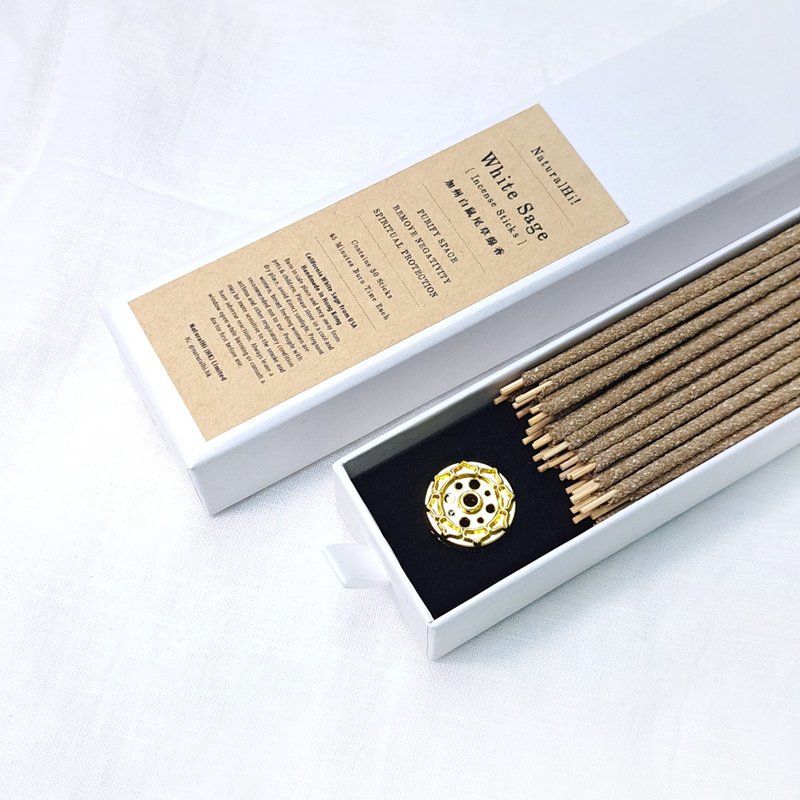 Handmade White Sage Incense Sticks 30 sticks - น้ำหอม - พืช/ดอกไม้ ขาว