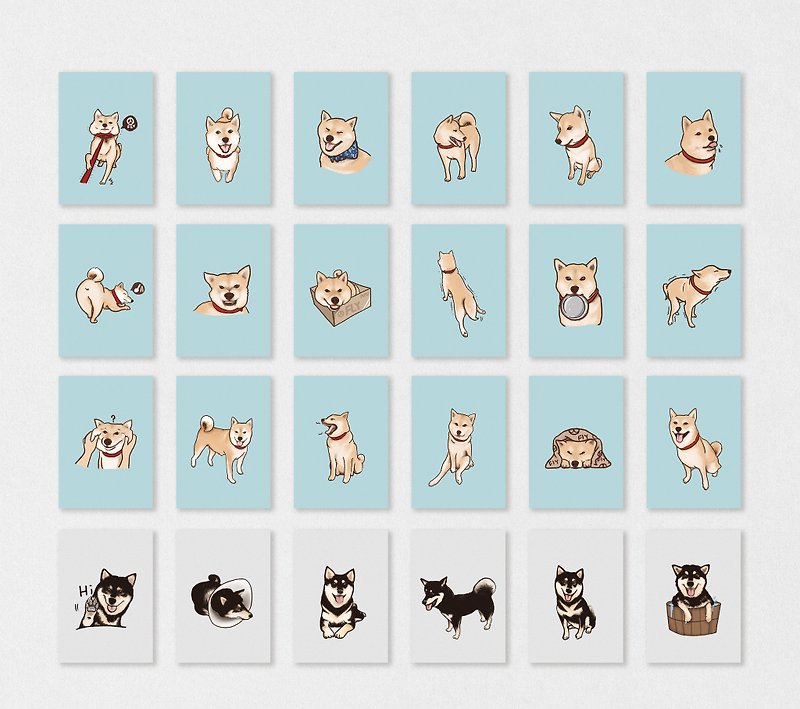 柴犬+黑柴 -全組套卡--24張 - 心意卡/卡片 - 紙 