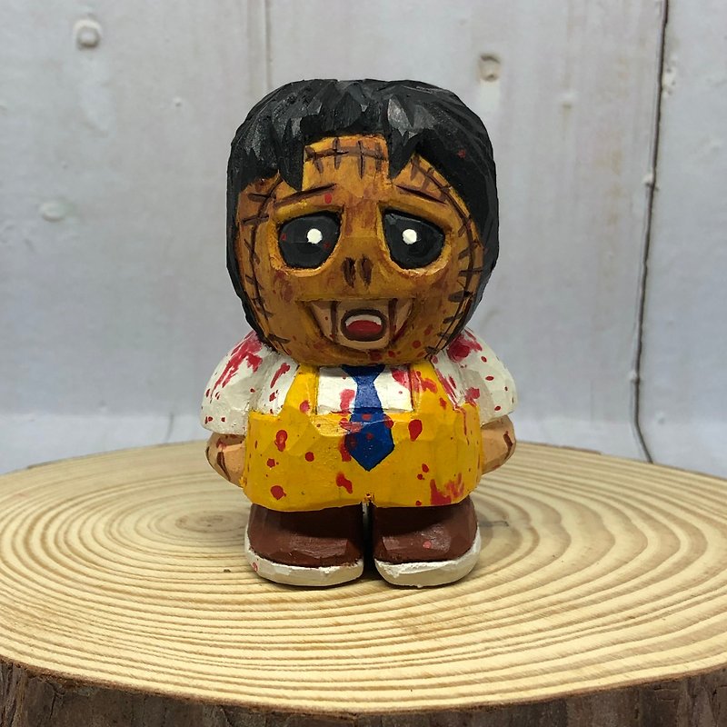 Wooden Leather Face Little killer/ Handmade gift / Home decoration / Art toy - 擺飾/家飾品 - 木頭 多色