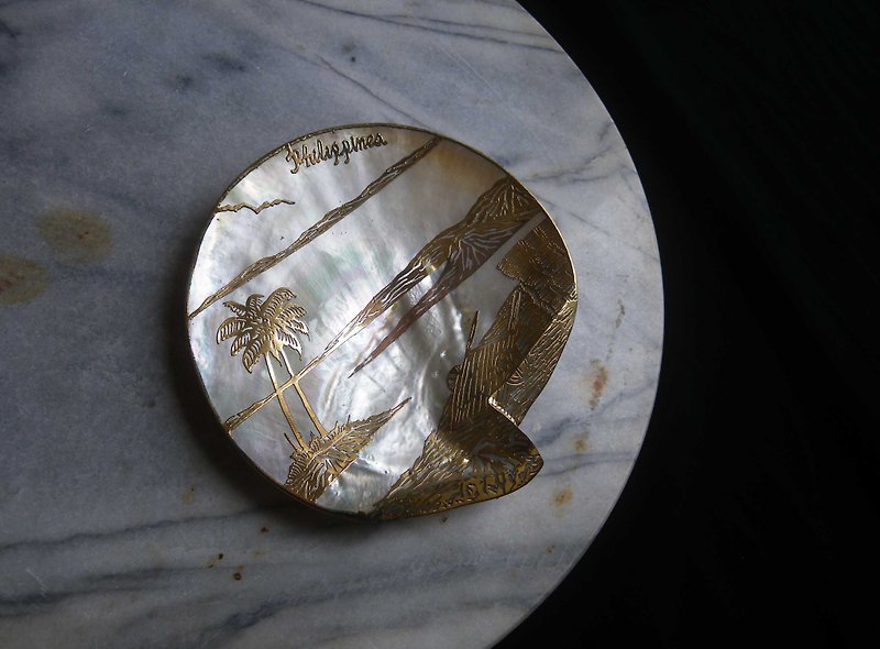 [OLD-TIME] Early Philippine art shell plate - ของวางตกแต่ง - วัสดุอื่นๆ 