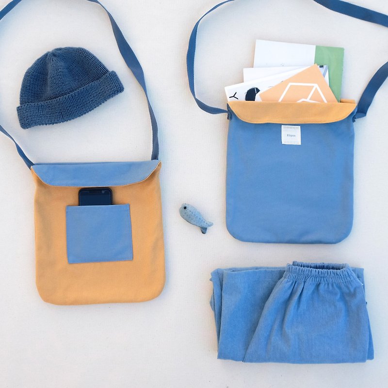 4-way Toast - Blue / Tan - กระเป๋าแมสเซนเจอร์ - ผ้าฝ้าย/ผ้าลินิน สีน้ำเงิน