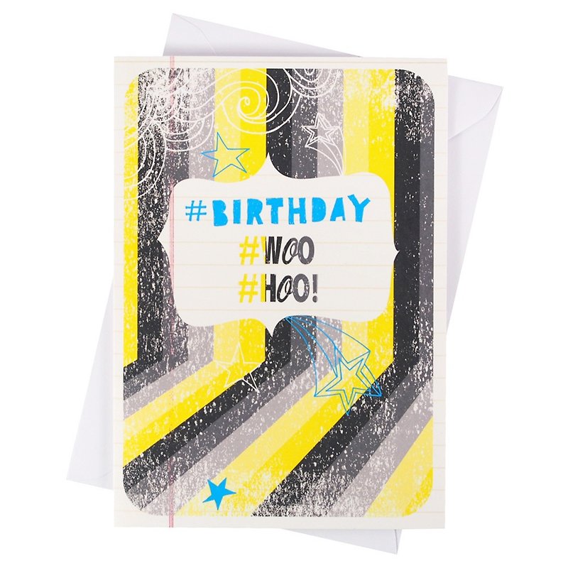 Yellow, White and Black Stripes [Hallmark-Card Birthday Wishes] - Cards & Postcards - Paper Multicolor