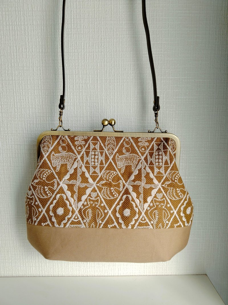 ミナペルホネン symphony Shoulder bag - 側背包/斜背包 - 棉．麻 咖啡色