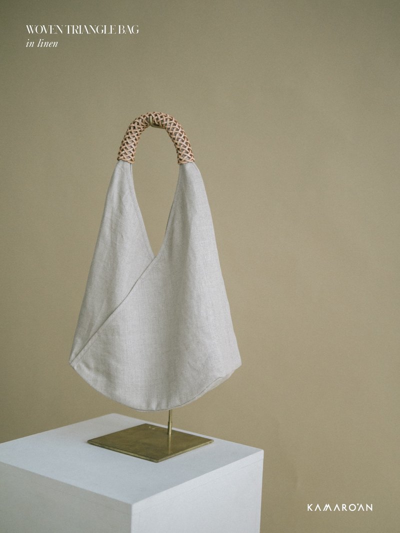 Woven Triangle Bag in Linen - Handbags & Totes - Cotton & Hemp Khaki