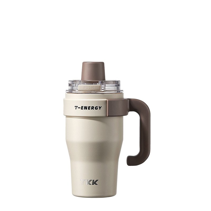 【TKK】T-One 彈蓋冰壩杯 316不鏽鋼x陶瓷噴塗 800ML-沙丘咖 - 保溫瓶/保溫杯 - 不鏽鋼 卡其色