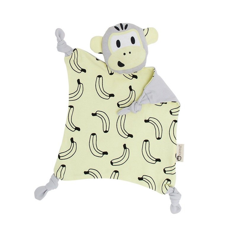 有機棉安撫巾 – 史利特小猴 Splits (鵝黃色) - 彌月禮盒 - 棉．麻 黃色