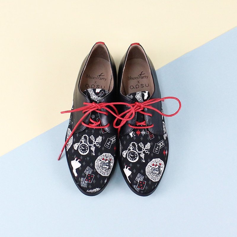 [Handmade upon order] Alice Derby Shoes_Japanese fabric - รองเท้าลำลองผู้หญิง - ผ้าฝ้าย/ผ้าลินิน สีดำ