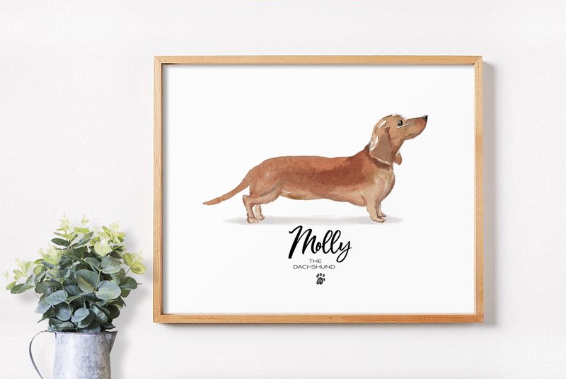 Other Materials Other Digital Art & Design - Hand painted, Like Yan painted, Dachshund Print, Custom Name, Dog Portrait