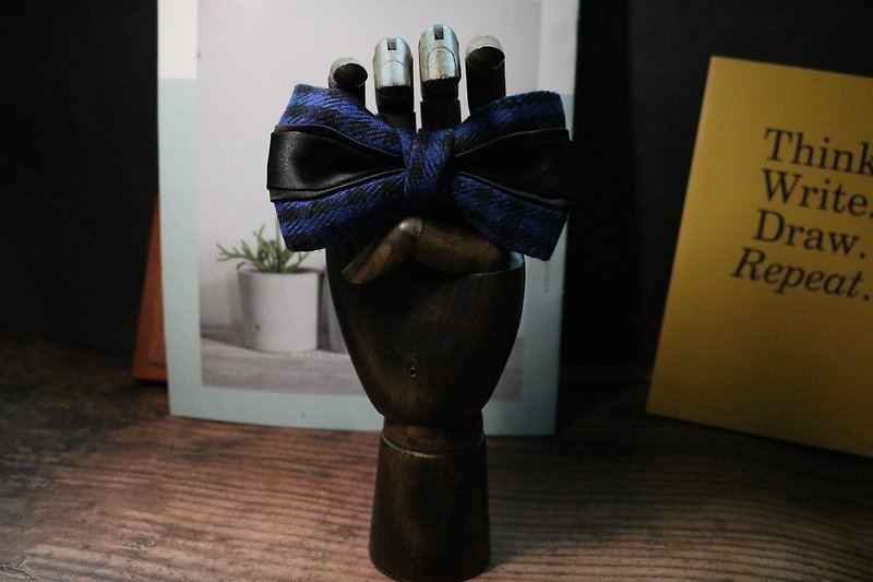 Blue Plaid Plaid sandwich bow tie temperament style favorite bow tie of literary - Bow Ties & Ascots - Wool Blue