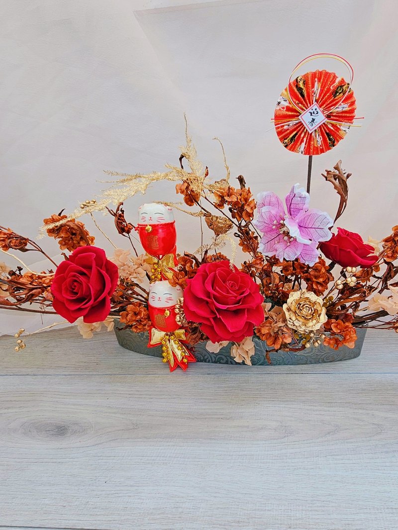 【日本永生花】長形桌花 開幕送禮  喬遷賀禮 新年桌花 - 乾燥花/永生花 - 植物．花 