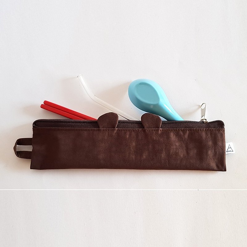 Ariel wonderland/chocolate bear/environmental tableware bag/single [gift/gift] - Chopsticks - Other Materials Brown