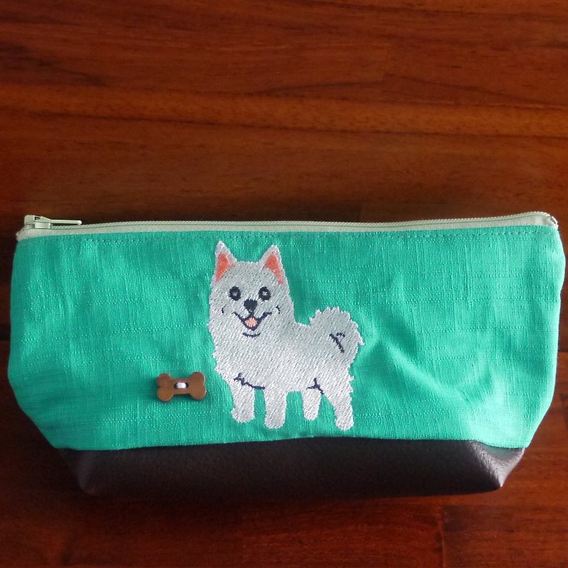 White fox custom embroidery pencil bag bag 10 color (free embroidered English name please note) - กล่องดินสอ/ถุงดินสอ - งานปัก หลากหลายสี