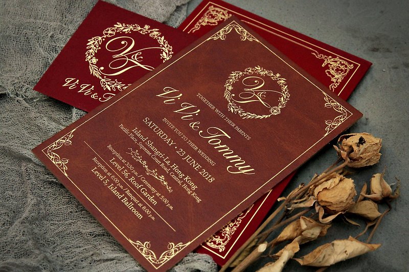 革の結婚式の招待状のデザインユニークな招待状カードPPオリジナル - 招待状 - 紙 