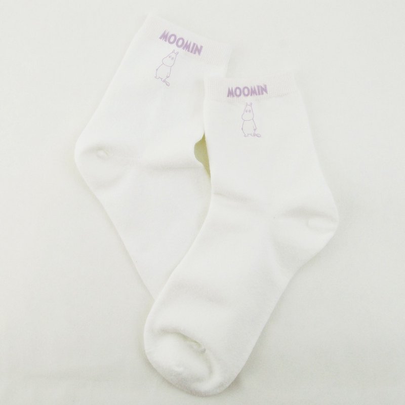 Moomin 噜噜米 authorized - socks (white), AE01 - ถุงเท้า - ผ้าฝ้าย/ผ้าลินิน สีม่วง