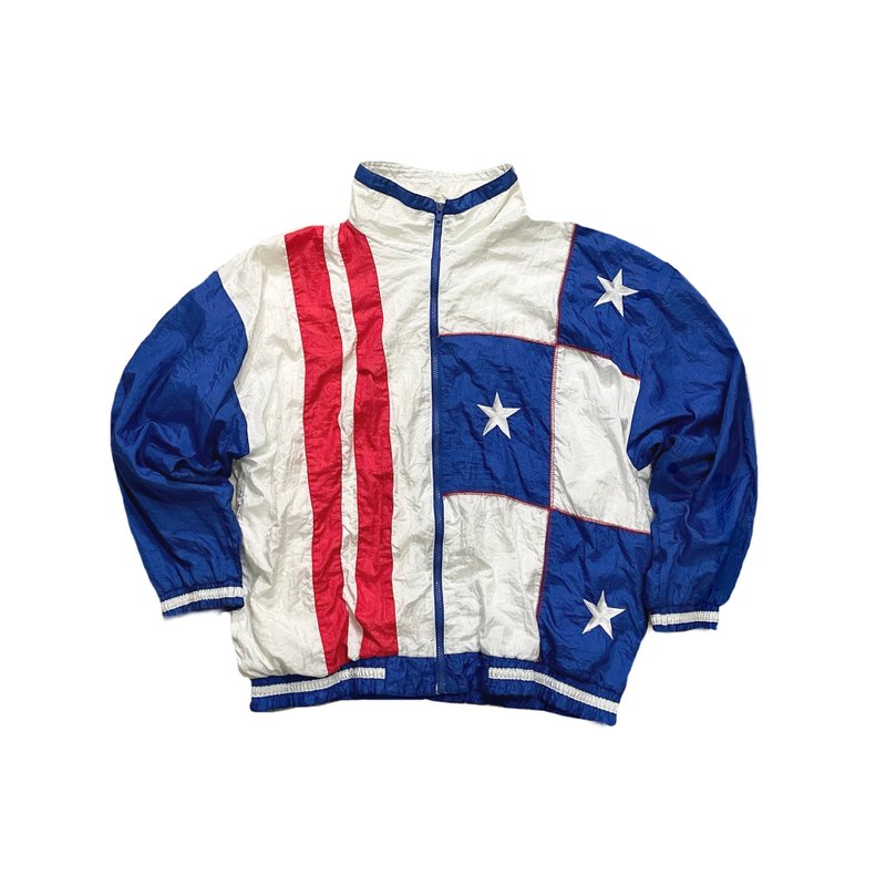 • 愛頭牌 •Vintage Multi Sport Jacket 古著美式運動風拼接外 - 男夾克/外套 - 其他人造纖維 白色