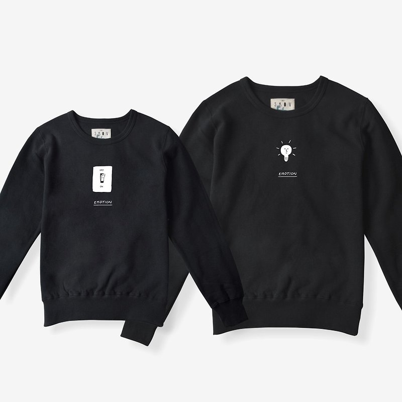 skov/light body cotton plus velvet couple sweater small fresh art - เสื้อฮู้ด - ผ้าฝ้าย/ผ้าลินิน สีดำ