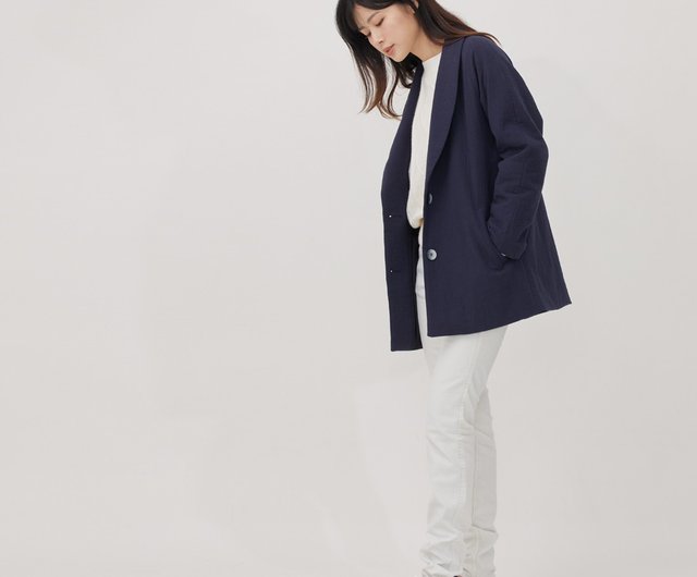 Carol Cotton Raglan Sleeves Suit jackets / Navy - Shop so that's