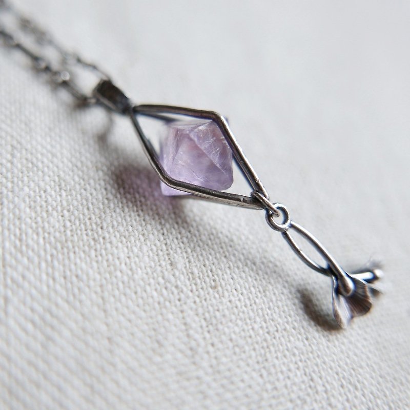 handmade silver fluorite pendant - Necklaces - Gemstone Purple