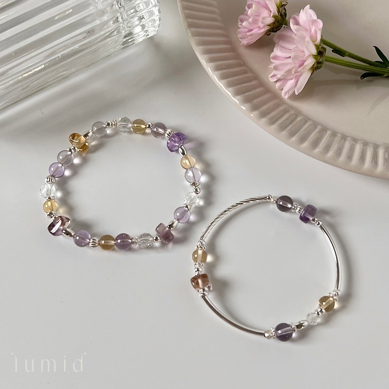 Ametrine Citrine White Crystal/Natural Crystal Bracelet Wisdom Wealth Valentine's Day Gift - Bracelets - Crystal Purple
