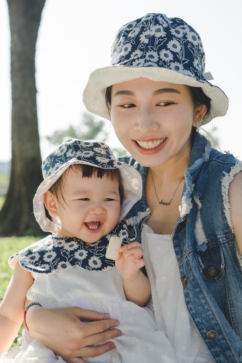 Blue Daisy Handmade Baby Bucket Hat - Baby Hats & Headbands - Cotton & Hemp Blue