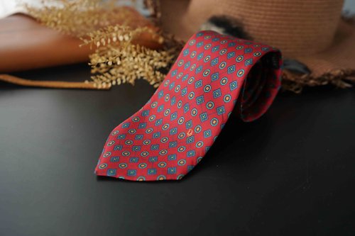 Papas Bow Tie 紳士100%silk古董領帶-Chiristian Dior/復古紅圖騰