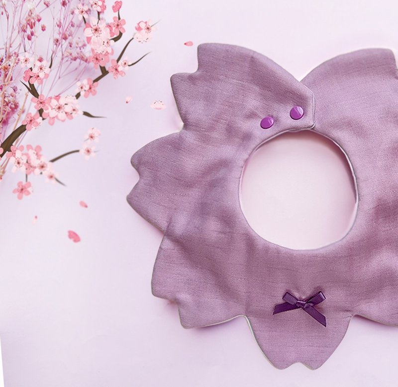 Purple Fantasy Cherry Blossom 360 Degree Rotating Reversible Bib Baby Saliva Towel - Bibs - Cotton & Hemp Purple