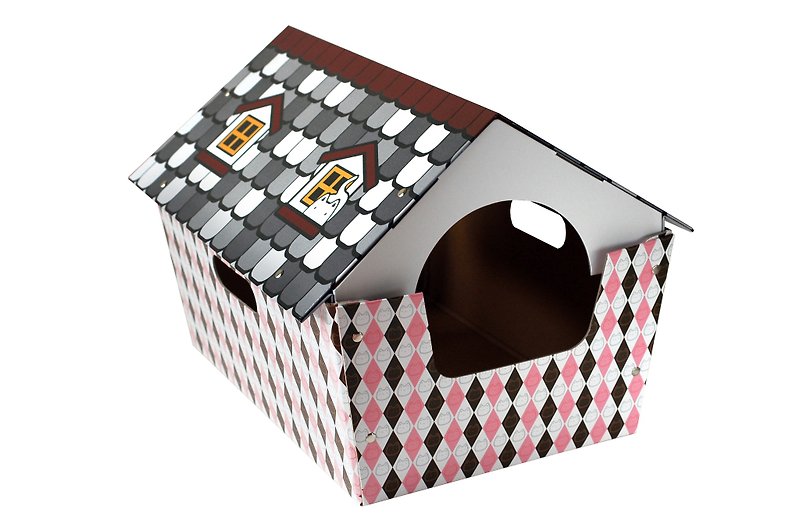 cat cat house pet cat box box carton simple diamond - Bedding & Cages - Paper Pink