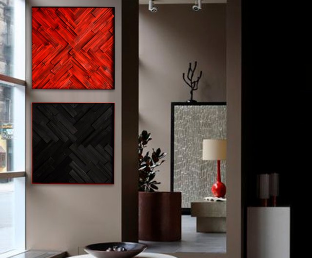 Red Velvet/Wood factory Wall Decor