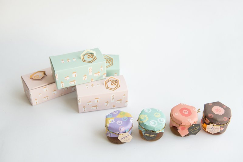 【客製化禮物】情人 . 婚禮小物 l sweet home 精巧蜂蜜兩入組 - 蜂蜜/黑糖 - 玻璃 多色