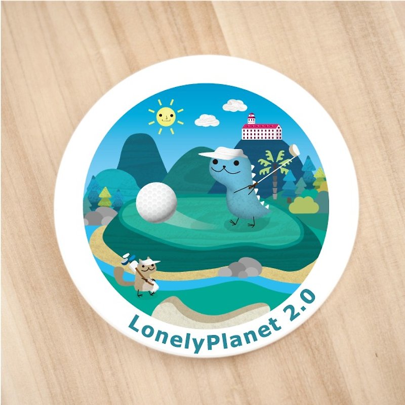 [Lonely Planet 2.0] ceramic water coaster - Danny Long play golf - เทียน/เชิงเทียน - ดินเผา สีเขียว
