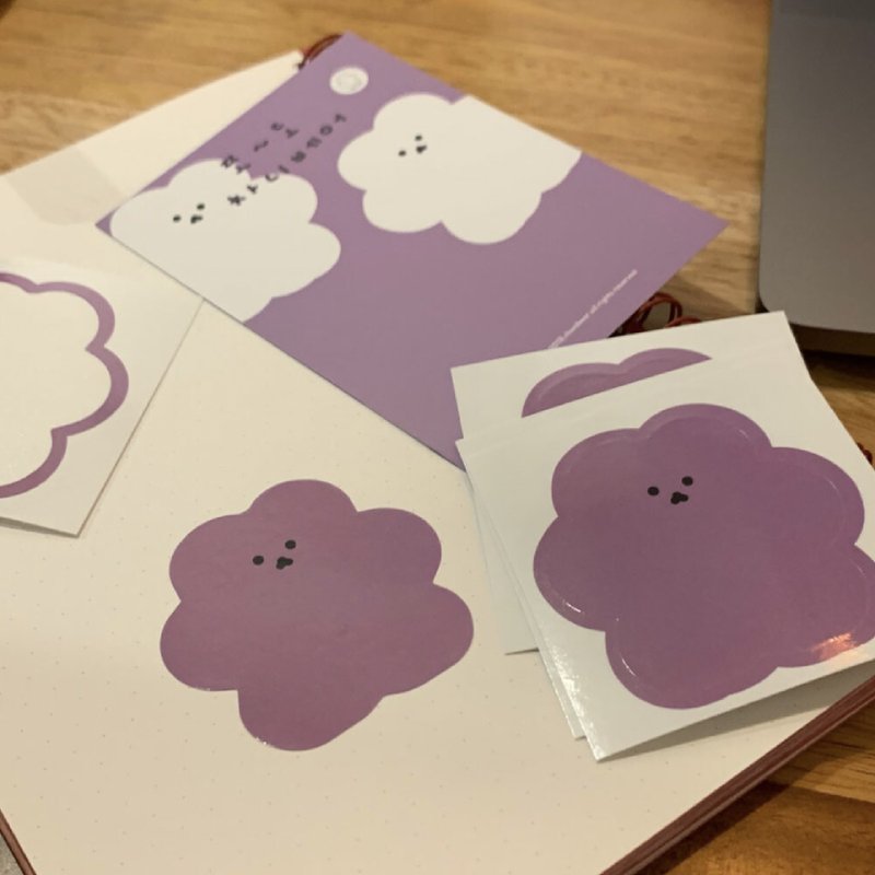 韓國文創 Chanibear sticker pack - grape 5买进 贴纸盒 5 pieces - 貼紙 - 其他材質 紫色