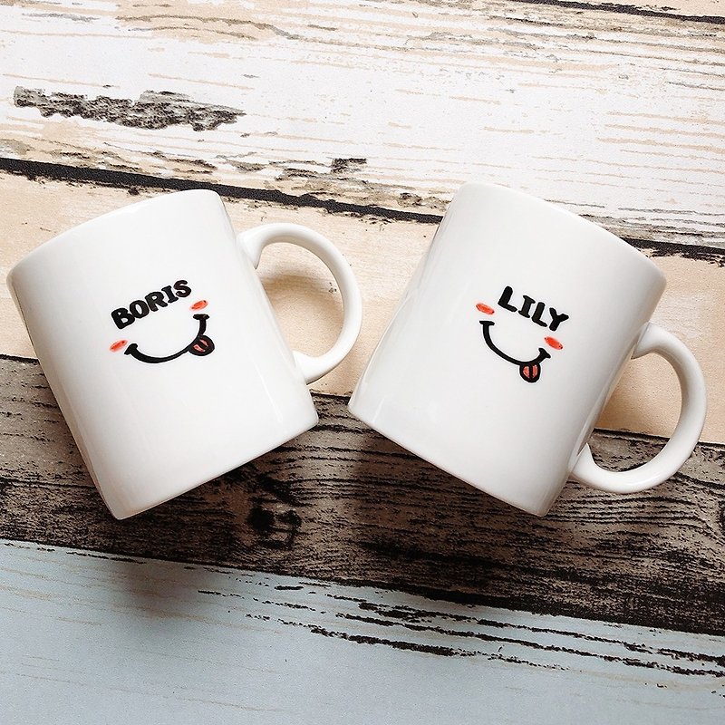 Goody Bag-Customized / Couple. Girlfriend / Smile Pair (2 pcs) - Mugs - Porcelain White
