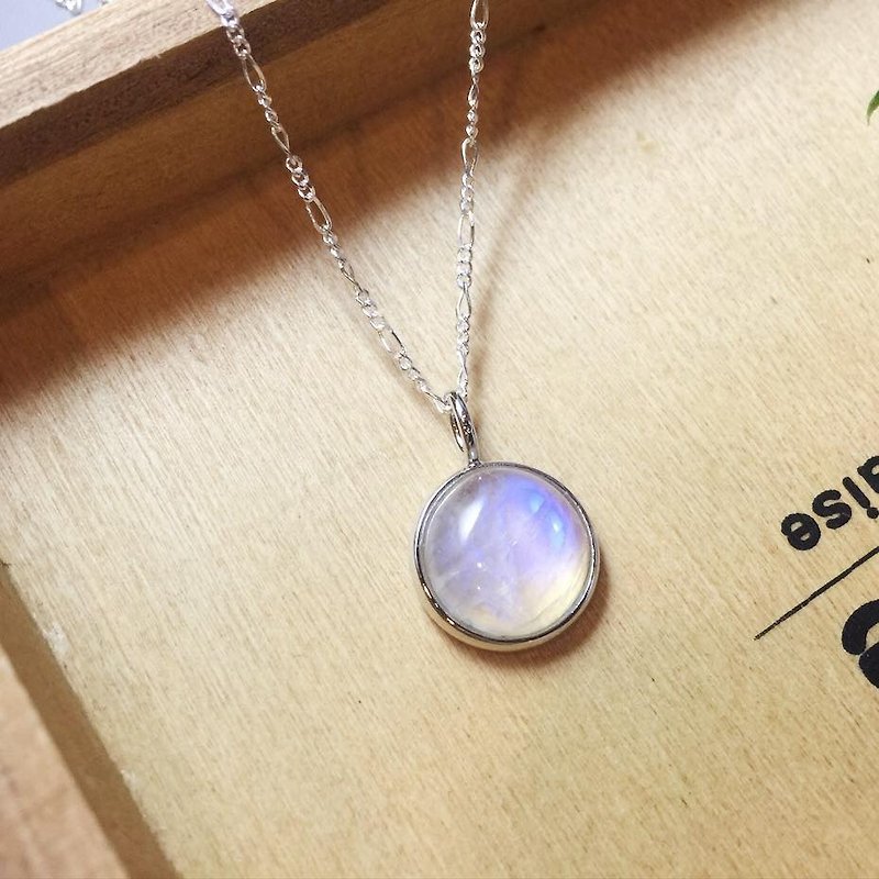 MH sterling silver natural stone necklace _ meet with you (moonlight stone shot) - สร้อยคอ - เครื่องเพชรพลอย ขาว