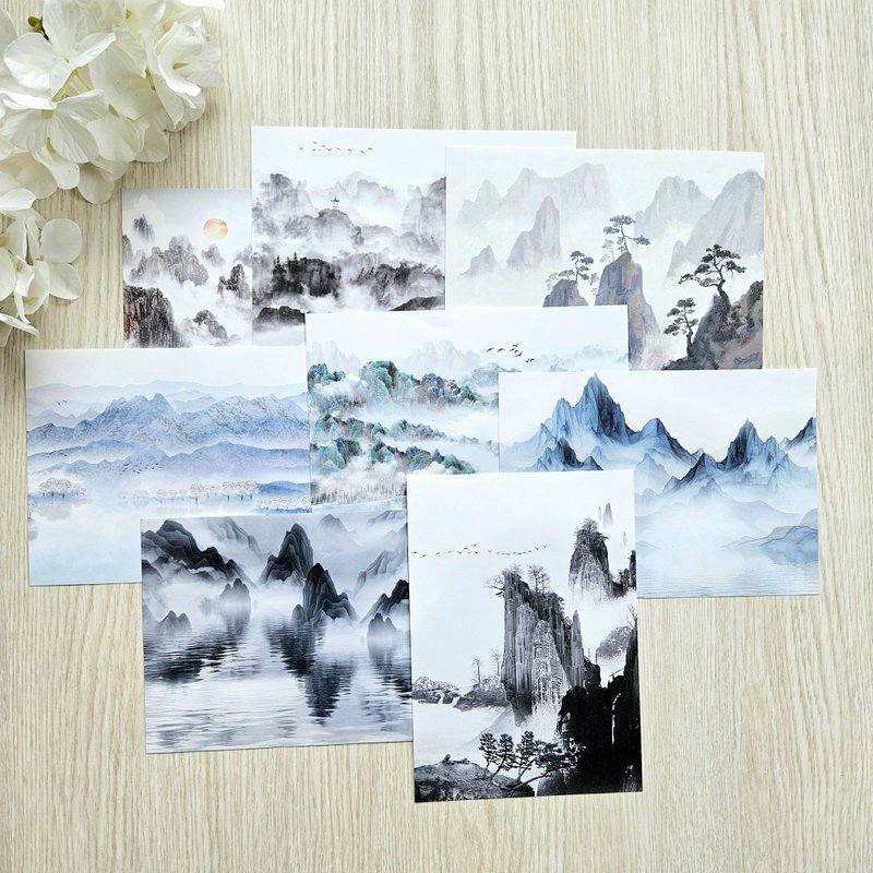 Oriental design paper(memo)_Our blue mountain - 貼紙 - 紙 