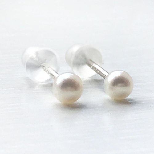 y-o High Luster 5A Quality White Pearl Stud Earrings 2mm or 3mm