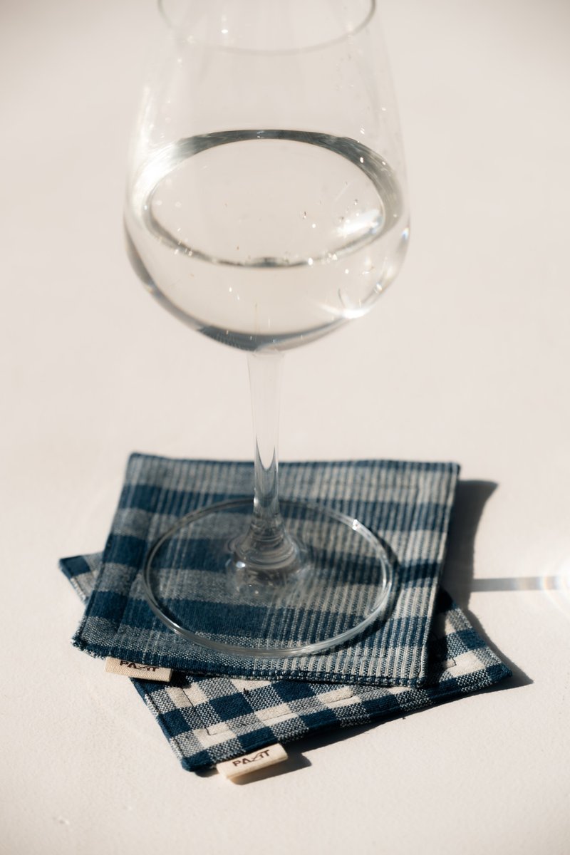 Coasters Cobalt/Gingham (Set of 4) - 杯墊 - 棉．麻 