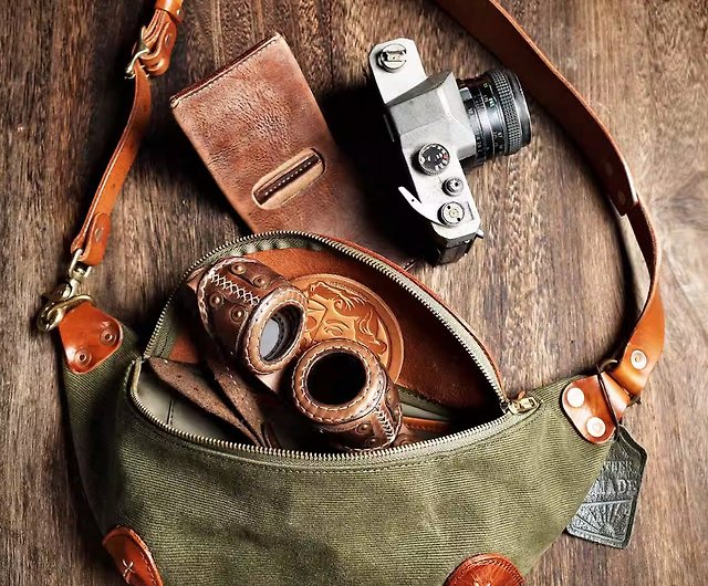 Custom Leather Camera Bag Camera Messenger Bag Photographer 
