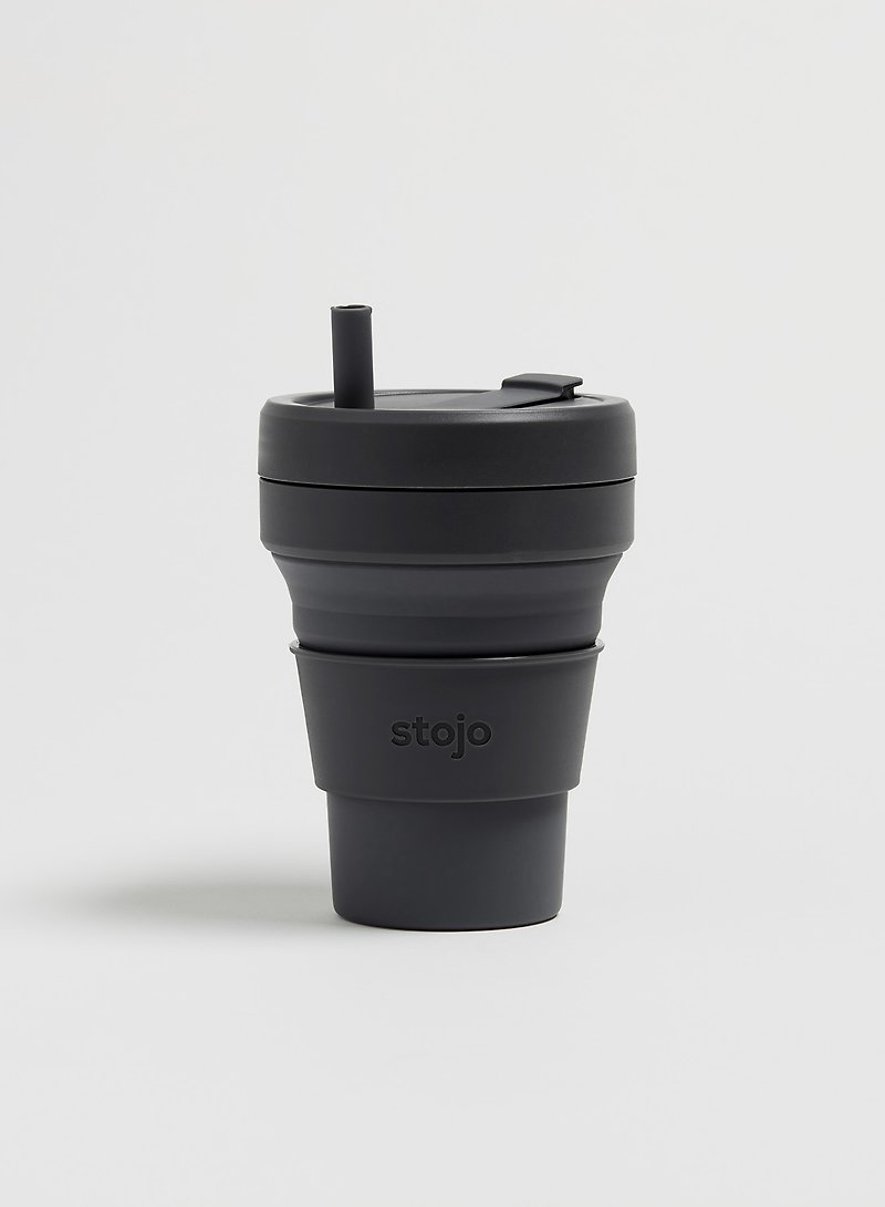 Stojo - 環保高耐熱矽膠摺疊杯-石炭灰