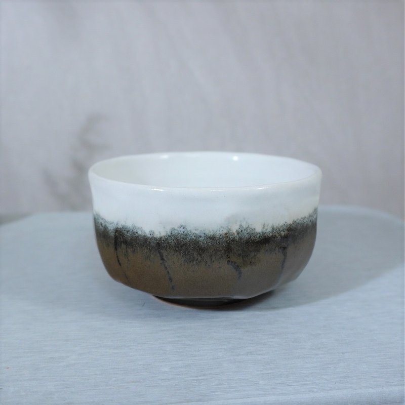 墨褐白手切碗,茶碗,水方,茶洗,水盂,飯碗-容量約450ml - 碗 - 陶 多色
