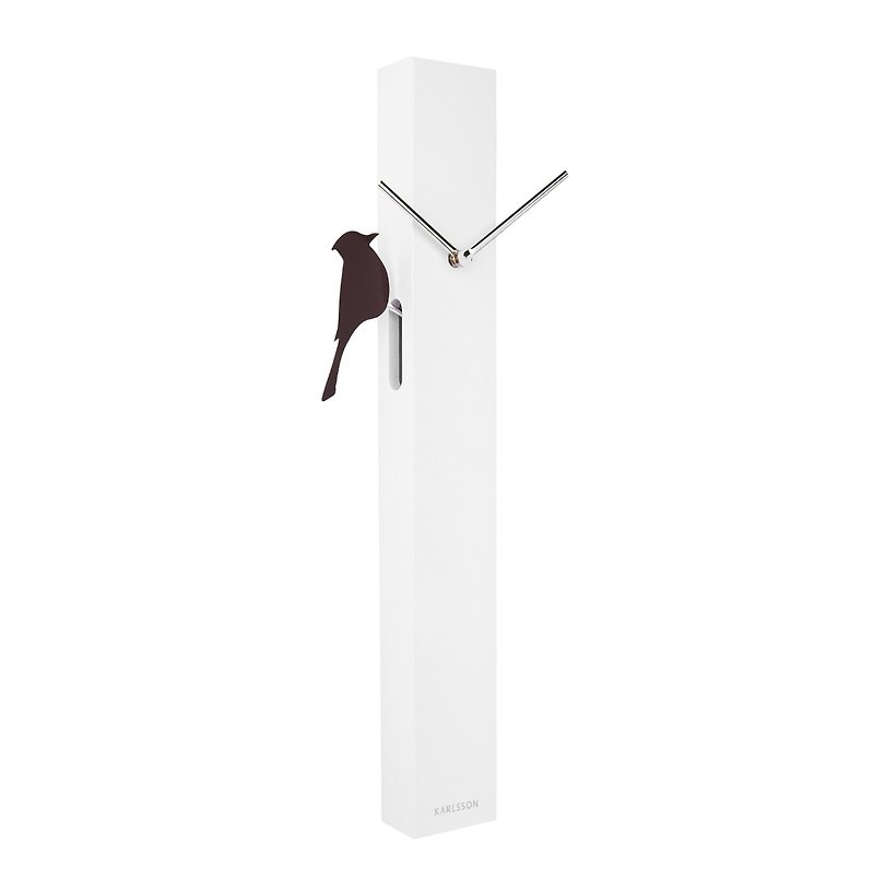 カールソン、60cmウォールクロックウッペッカーMDFホワイト（バードスイング） - 時計 - 木製 ホワイト