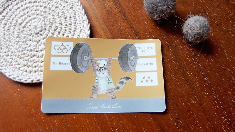 Card Sticker-The cat with strength - Stickers - Waterproof Material Gold