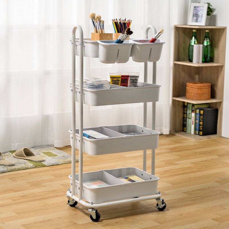 【ikloo】Lightweight four-layer storage cart-with storage basket - ชั้นวาง/ตะกร้า - โลหะ 